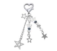 GlamRays Cute Keychain Aesthetic Y2K Keychain Accessories Heart Butterfly Strawberry Bear Key Chain for Keys Bags Women Gifts, silver, L