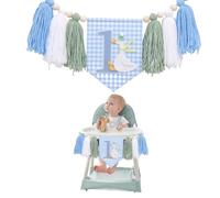 GlamRays First Birthday High Chair Banner, Goose Shaped Decoration, Flowers for Lawn, Photo Props for Party, Funny Pompom Banner (Birthday Banner