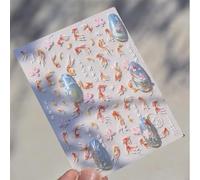 GlamRays Goldfish Nail Art Stickers Sparkling Koi Fish Nailstickers 5D Relief Koi Lotus Leaf Chinese Style Manicure Decals Accessories Shell Light Goldfish