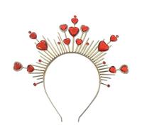 GlamRays Heart Headband Valentine's Day Headband for Women Girls Red Heart Glitter Tiara Hair Band Headboard Festival Party Favor Decor, red, L