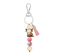 GlamRays Highland Cow Keyring Highland Cow Party Gifts Cute Presents Animal Keychain with Tassel for Women and Men Gifts (Pink)