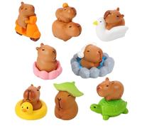 GlamRays Mini Capybara Figurine 13 Pieces Small Capybaras for Dashboard Dollhouse Miniatures Mini Hard Resin Animals for Fairy Garden Home Decoration Capybara