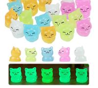 GlamRays Pack of 30 Luminous Mini Cat Figures, Silicone Tiny Animal Figures, Luminous Mini Cat Statues for DIY Projects, Dollhouse, Home Decoration