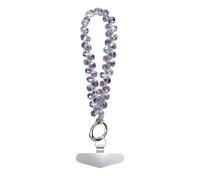 GlamRays Pearl-Embedded Phone Bracelet, Mobile Lanyard Chain, Sparkling Wristband for Women, Purple
