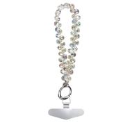 GlamRays Pearl-Embellished Phone Wrist Strap, Mobile Lanyard Chain, Sparkling Bracelet for Women, Clear Multicoloured