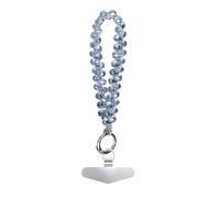 GlamRays Pearl-Encrusted Phone Wrist Strap, Mobile Lanyard Chain, Sparkling Wristband for Women, Blue