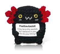 GlamRays Positive Crochet Axolotl Gifts, Crochet Emotional Axolotl Decoration, Mini Inspirational Axolotl Gift for Women Black 1 Pc