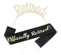 GlamRays Rose Gold Retirement Crown Headband and Sash Set for Women, Modern Retirement, Female, Women's Classic Headband and Sash Set
