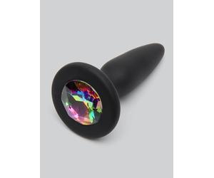 Glams Silicone Black Mini Butt Plug with Rainbow Crystal 3 Inch - Rainbow Rainbow