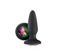 Glams Silicone Rainbow Gem Butt Plug Black