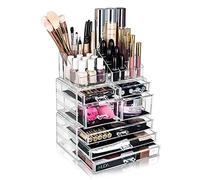 Glamsmacked Professional Clear Acrylic Cosmetic Organiser with Sliding Drawers and Top Storage Tray - Make-Up Organisation - Ideal Valentines Gift for Her (7 Drawer)