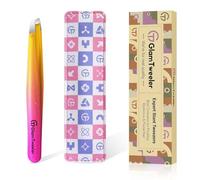 GlamTweeler Expert Eyebrow Hair Removal Tweezer with Leather Case, High Precision Slant Tip Stainless Steel Tweezers for Men and Women (Sparkle Fuchsia & Yellow)