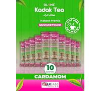 GLAMZ Kadak Tea Unsweetened Instant Premix- Milk & Tea. Sugar-Free- Cardamom Flavour 14g Sachets- Authentic Premium Elaichi Karak Chai (10 Sachets)