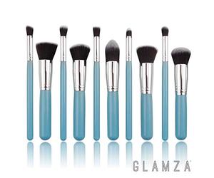 Glamza 10-Piece Professional Makeup Blending Brush Set, Blue1 Units