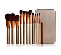 Glamza 12-Piece Make-up Brushes Set with Metal Case, Gold and White1 Units