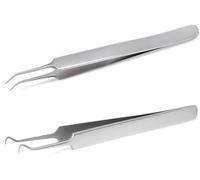 Glamza Blackhead Professional Stainless Steel Set Whiteheads Tweezer And Curved Clips Pimple Acne Cleaner Remover