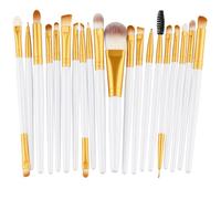 Glamza 20pc Professional White Face Foundation Eye Brow Lip Blending Makeup Brushes Set