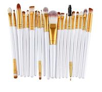 Glamza 20pc Professional White Face Foundation Eye Brow Lip Blending Makeup Brushes Set
