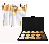 Glamza 20pc White Eye And 15pc Contour Pallet Eye Makeup Brush Set