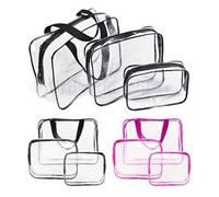 Glamza 3pc Clear Travel Bags Set - Pink or Black