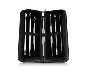Glamza 7-Piece Blackhead Remover Tool Kit, Professional Stainless Steel Acne Extractor Set for Blackheads, Whiteheads, Pimples, and Blemishes - Safe, Easy-to-Clean, for Facial Skin Care