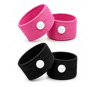 Glamza Anti-Sickness Travel Bands - Acupressure Wristbands for Motion Sickness and Nausea Relief (X2 Pairs (x1 Pink x1 Black)), 1