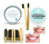 Glamza Eco Vegan Bamboo Charcoal Toothbrush Antibacterial Soft Fine Gentle Oral Brush