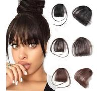Glamza Clip In Fringe - Front Hairpiece Topper for Women Available in Black, Dark Brown or Light Brown With or Without Sideburns Clip in Bangs (Light Brown with Sideburns)