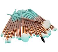 Glamza Diamond 20pc Make Up Blending Details Eyebrow Eyeshadow Eyelash Powder Lip Brushes Set (Green)