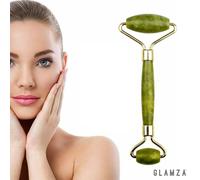 Jade Face Roller - GLAMZA Double Ended Facial Roller - Stimulates Lymphatic Drainage, Improving Skin-tone & Reducing Fine Lines & Wrinkles