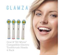 Glamza Oral B Compatible Toothbrush Heads 3D White with Yellow Cup EB18A