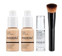 Glamza PHOERA Beauty Set (2 Nude Matte Foundation, Face Primer & Liquid Brush)