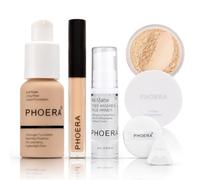 Glamza PHOERA Beauty Set (Matte Foundation, Concealer, Primer, Setting Powder & Sponge)