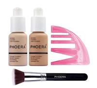 Glamza PHOERA Beauty Set (Matte Foundation, Phoera F80 Flat Kabuki Brush)