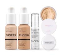 Glamza PHOERA Beauty Set (Nude & Buff Beige Foundation, Primer & Cool Beige Setting Powder)