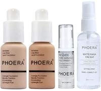 Glamza PHOERA Beauty Set (Nude & Buff Beige Matte Foundation, Primer & 50ml Setting Spray)