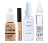 Glamza PHOERA Beauty Set (Nude Foundation, Concealer (Neutral), Primer, Spray & Sponge)