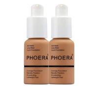 Glamza Phoera Foundation Full Coverage Makeup Set - 24hr Long Lasting Oil Control - Soft Smooth Matte Flawless Concealer Cream - Inc x2 30ml Foundation & Silicone Blender Sponge (108 Tan)