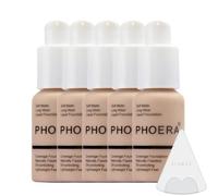 Glamza Phoera Foundation Full Coverage Makeup Set - 24hr Long Lasting Oil Control - Soft Smooth Matte Flawless Concealer Cream - Inc x5 30ml Foundation & Silicone Blender Sponge (102 Nude)