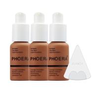 Glamza Phoera Foundation Full Coverage Makeup Set - 24hr Long Lasting Oil Control - Soft Smooth Matte Flawless Concealer Cream - Inc x3 30ml Foundation & Silicone Blender Sponge (109 Mocha)