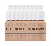 Glamza Phoera Foundation Full Coverage Makeup Set - 24hr Long Lasting Oil Control - Soft Smooth Matte Flawless Concealer Cream - Inc x8 30ml Foundation & Silicone Blender Sponge (104 Buff Beige)