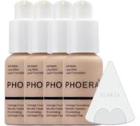 Glamza Phoera Foundation Full Coverage Makeup Set - 24hr Long Lasting Oil Control - Soft Smooth Matte Flawless Concealer Cream - Inc x4 30ml Foundation & Silicone Blender Sponge (102 Nude)
