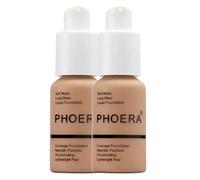 Glamza Phoera Foundation Full Coverage Makeup Set - 24hr Long Lasting Oil Control - Soft Smooth Matte Flawless Concealer Cream - Inc x2 30ml Foundation & Silicone Blender Sponge (101 Porcelain)