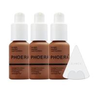 Glamza Phoera Foundation Full Coverage Makeup Set - 24hr Long Lasting Oil Control - Soft Smooth Matte Flawless Concealer Cream - Inc x3 30ml Foundation & Silicone Blender Sponge (110 Truffle)