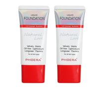Glamza Phoera Full Coverage Makeup Set - 24hr Long Lasting Oil Control - Smarter Packaging - Inc 2 x 30ml Foundation (104A Natural Beige)