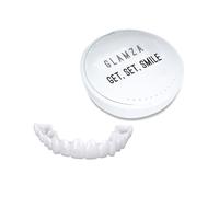 Glamza Snap On Veneers for Adults, Temporary Cosmetic Teeth Cover, Remouldable Custom Fit Silicone Mould, Comfortable Instant Smile Teeth Covers, White