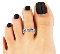Glamza Sterling 925 Silver Toe Ring Finger Band Planted Jewellery Gift Adjustable Solid (STYLE B)