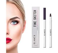 Glamza Tattoo Eyebrow Pen Waterproof Fork Tip Eyeliner Microblading Makeup Ink Sketch (BLACK/DARK GREY)