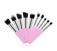 Glamzone Makeup Brushes 10Pcs Ultra Soft Dense Hair Brush set Contains Eyeshadow large powder Flat Foundation Ultimate Blending Make up Brush set Blush Face contour Concealers (Pink)