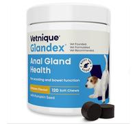 Glandex For Dogs UK - 120 Soft Chews - Vet-Formulated Anal Gland Support For Digestive Health - With Probiotics for Dogs, Omega-3s, Pumpkin & Fibre - Dog Probiotics for Gut Health - Boot The Scoot